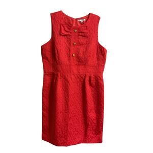 Red Sleeveless Dress| Sz 18 |Cotton Blend |Jacquard Sheath Career